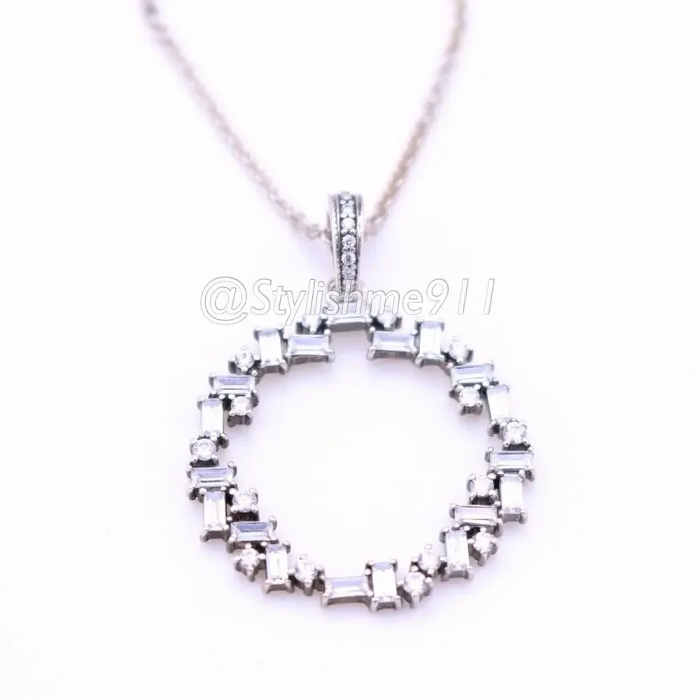 Authentic PANDORA Shards of Sparkle Necklace with Baguette Cut Zirconia